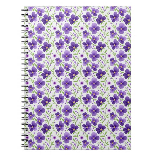 Purple Flowers Floral Pattern Notebook