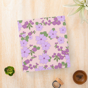 Purple Flowers, Floral Pattern, Pattern Of Flowers 3 Ring Binder