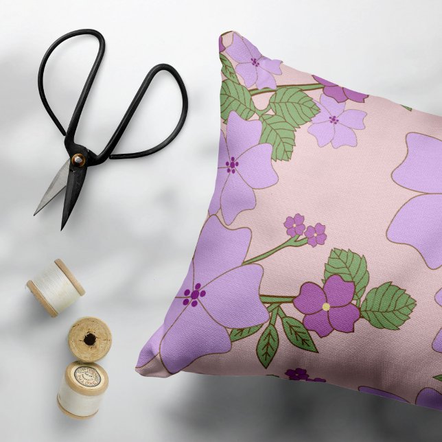 Purple Flowers, Floral Pattern, Pattern Of Flowers Accent Pillow (Creator Uploaded)