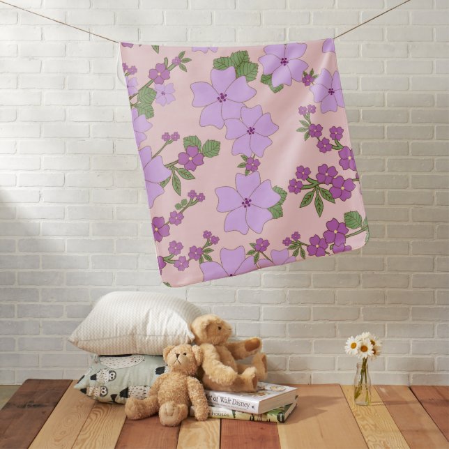 Purple Flowers, Floral Pattern, Pattern Of Flowers Baby Blanket (In Situ)