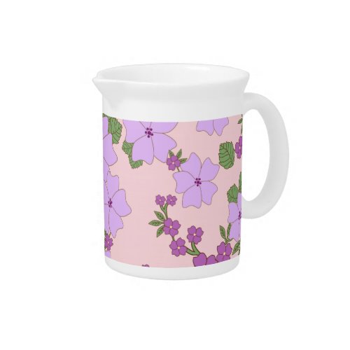 Purple Flowers Floral Pattern Pattern Of Flowers Beverage Pitcher