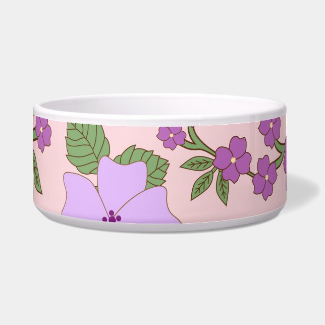 Purple Flowers, Floral Pattern, Pattern Of Flowers Bowl (Front)
