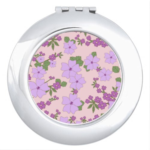 Purple Flowers Floral Pattern Pattern Of Flowers Compact Mirror