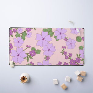 Purple Flowers, Floral Pattern, Pattern Of Flowers Desk Mat