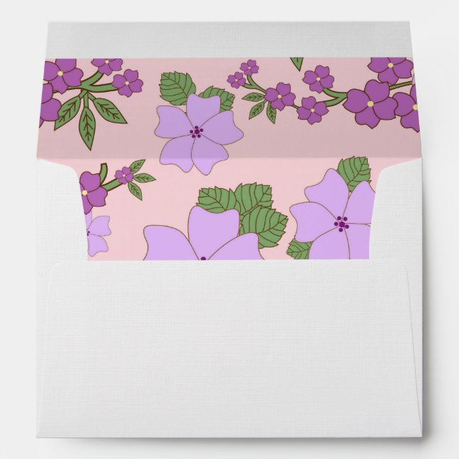 Purple Flowers, Floral Pattern, Pattern Of Flowers Envelope (Back (Bottom))