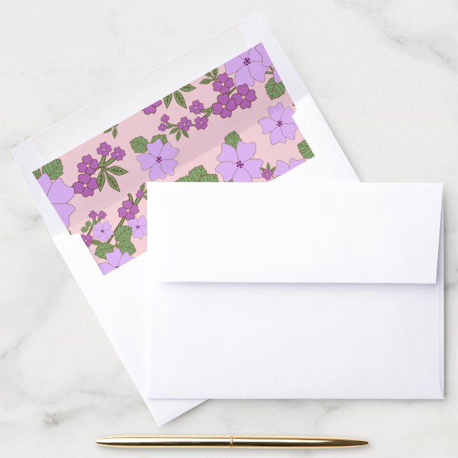 Purple Flowers, Floral Pattern, Pattern Of Flowers Envelope Liner (Desk)