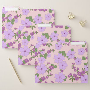 Purple Flowers, Floral Pattern, Pattern Of Flowers File Folder