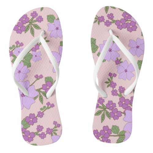 Purple Flowers Floral Pattern Pattern Of Flowers Flip Flops