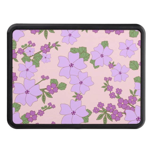 Purple Flowers, Floral Pattern, Pattern Of Flowers Hitch Cover (Front)