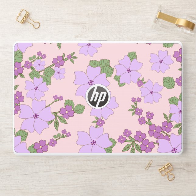 Purple Flowers, Floral Pattern, Pattern Of Flowers HP Laptop Skin (Desk)