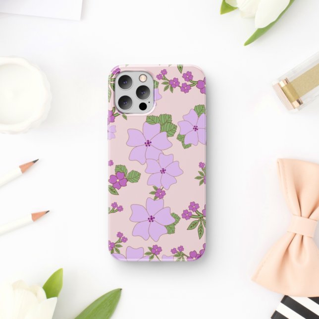Purple Flowers, Floral Pattern, Pattern Of Flowers iPhone Case (Creator Uploaded)