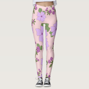 Purple Flowers, Floral Pattern, Pattern Of Flowers Leggings