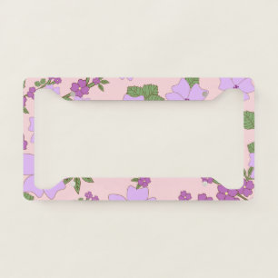 Purple Flowers, Floral Pattern, Pattern Of Flowers License Plate Frame