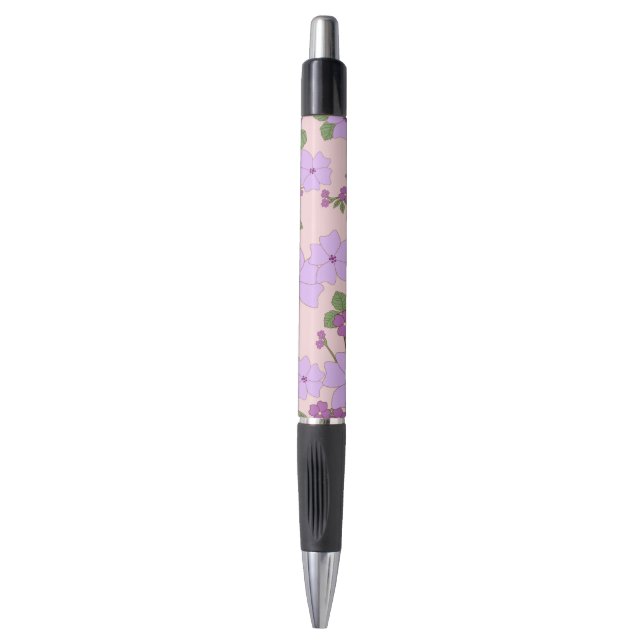 Purple Flowers, Floral Pattern, Pattern Of Flowers Pen (Front Vertical)