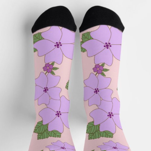 Purple Flowers Floral Pattern Pattern Of Flowers Socks