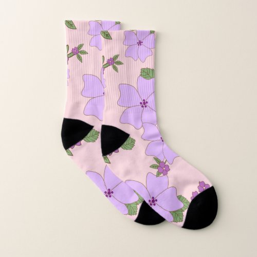 Purple Flowers Floral Pattern Pattern Of Flowers Socks