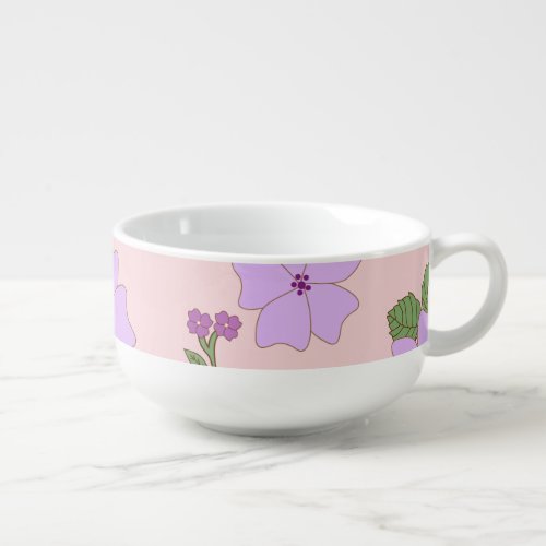 Purple Flowers Floral Pattern Pattern Of Flowers Soup Mug