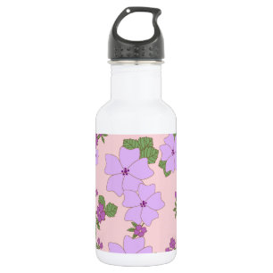 Purple Flowers, Floral Pattern, Pattern Of Flowers Stainless Steel Water Bottle