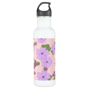 Purple Flowers, Floral Pattern, Pattern Of Flowers Stainless Steel Water Bottle