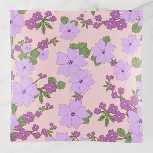 Purple Flowers Floral Pattern Pattern Of Flowers Trinket Tray