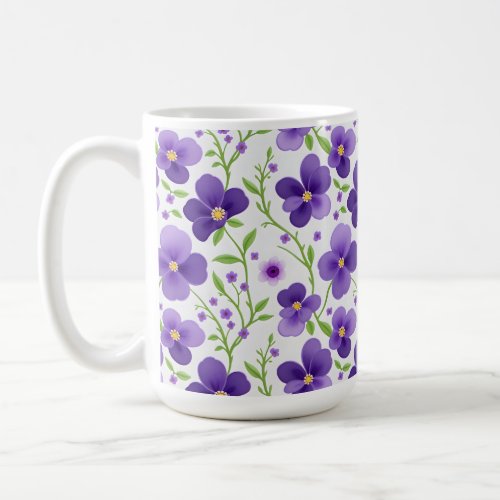 Purple Flowers Floral Seamless Pattern Coffee Mug