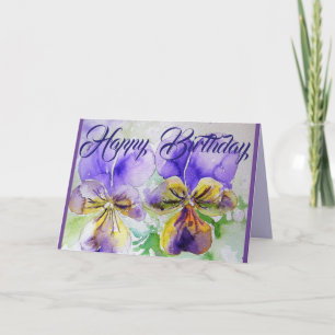Purple Flowers Floral Viola Watercolor Art Card