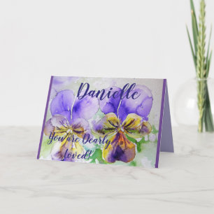 Purple Flowers Floral Watercolor Birthday Card