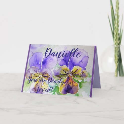 Purple Flowers Floral Watercolor Birthday Card