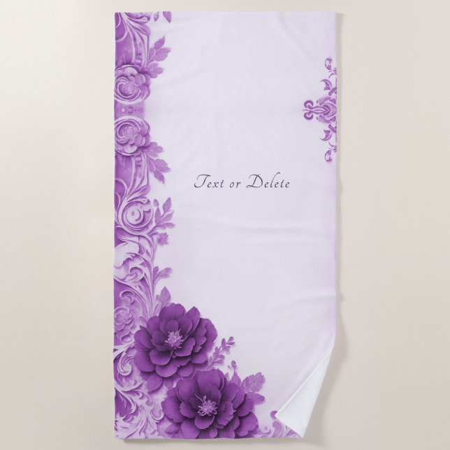 Purple Flowers Flourish Beach Towel (Front)