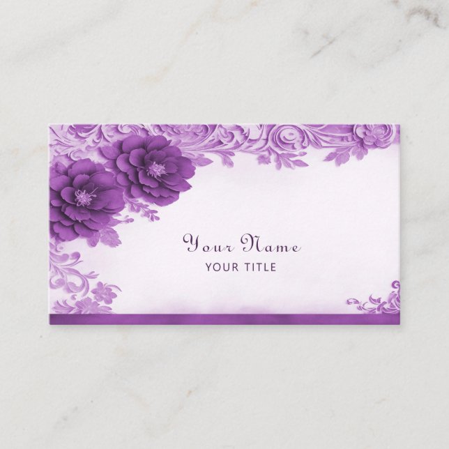 Purple Flowers Flourish Business Card (Front)