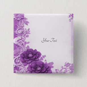 Purple Flowers Flourish Button