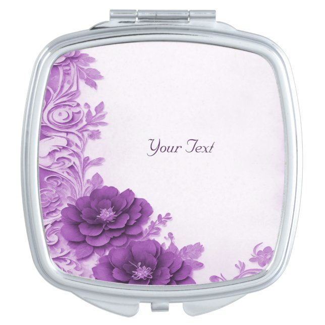 Purple Flowers Flourish Compact Mirror (Front)