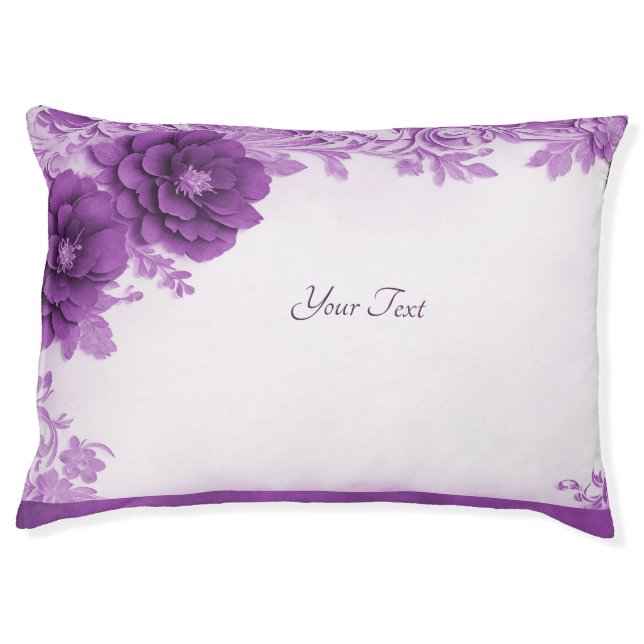 Purple Flowers Flourish Dog Bed (Front)