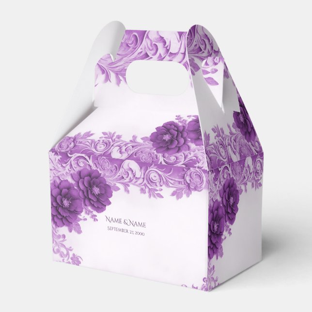 Purple Flowers Flourish Favor Box (Front Side)
