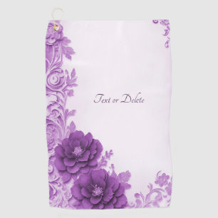 Purple Flowers Flourish Golf Towel