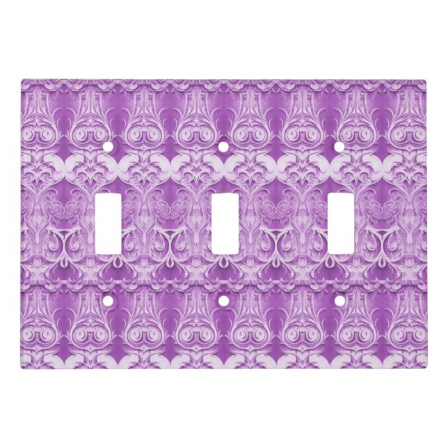 Purple Flowers Flourish Light Switch Cover (Front)