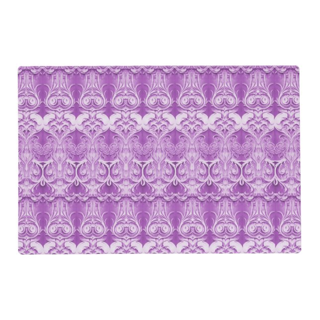 Purple Flowers Flourish Paper Placemat (Front)