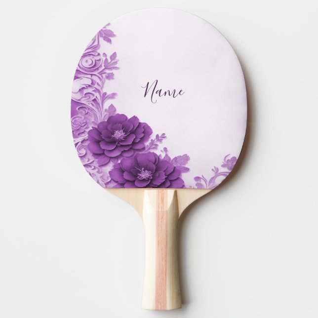 Purple Flowers Flourish Ping Pong Paddle (Front)