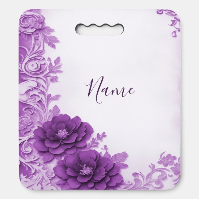 Purple Flowers Flourish Stadium Seat Cushion (Front Vertical)