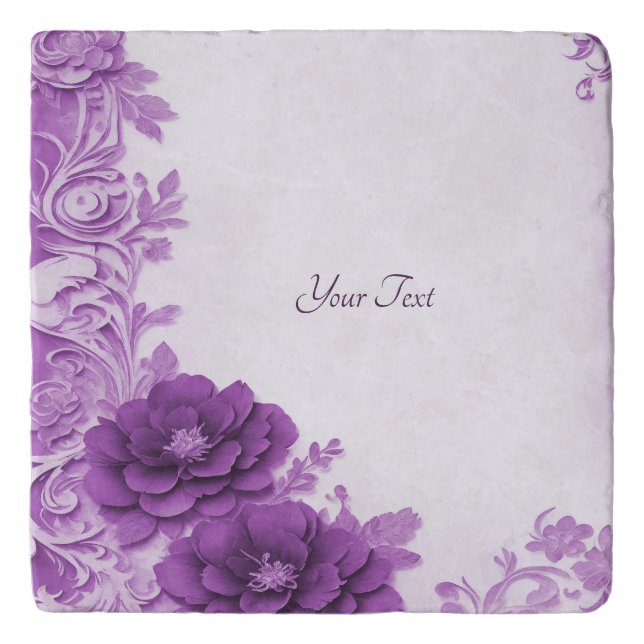 Purple Flowers Flourish Trivet (Front)