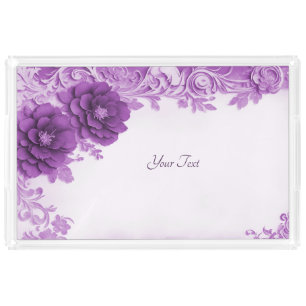 Purple Flowers Flourish Vanity Tray