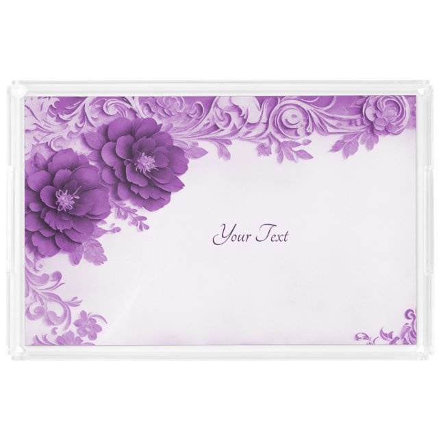 Purple Flowers Flourish Vanity Tray (Front)