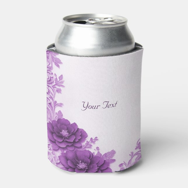Purple Flowers Flourish Wedding Favor Can Cooler (Can Front)