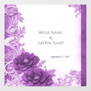 Purple Flowers Flourish Wedding Floor Decal