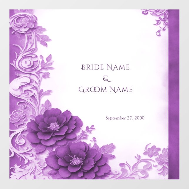 Purple Flowers Flourish Wedding Floor Decal (Front)