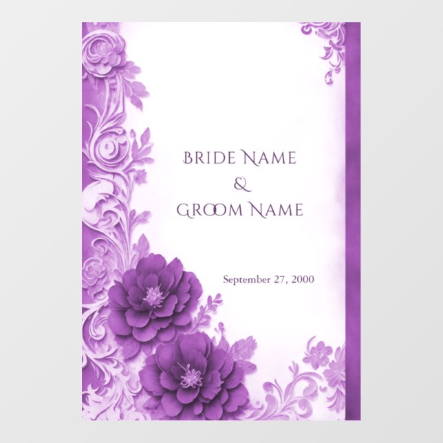 Purple Flowers Flourish Wedding Floor Decal (Front)