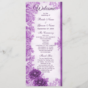 Purple Flowers Flourish Wedding Program