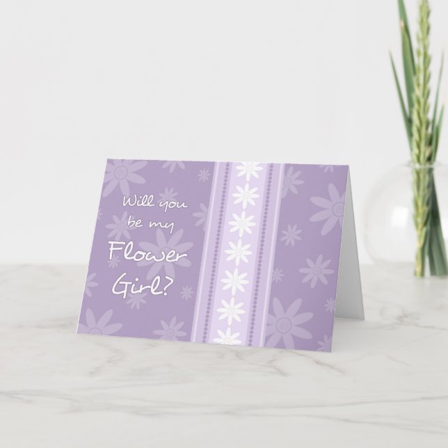 Purple Flowers Flower Girl Invitation Card (Front)