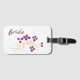 Purple Flowers For Bride Bag Tag