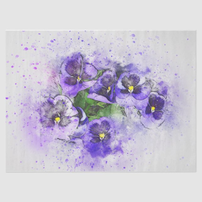 Purple Flowers Forget-me-nots Decoupage  Tissue Paper (Front)